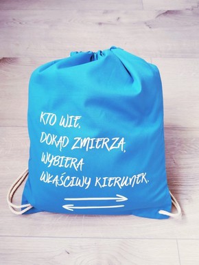 Plecak płócienny - Kto wie dokąd - błękitny