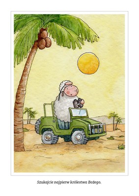 Pocztówka z kolorowanką - Szukajcie najpierw
