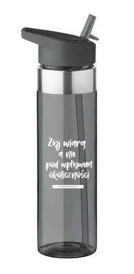 Bidon z tritanu ze słomką 650ml - czarny - Żyj