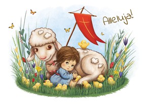 Pocztówka wielkanocna - owieczka