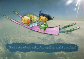 Naklejka prostokąt - Swoim aniołom dał rozkaz