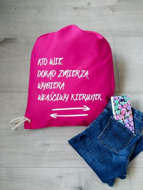 Plecak płócienny - Kto wie dokąd - różowy