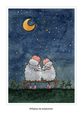 Pocztówka z kolorowanką - Miłujmy się wzajemnie