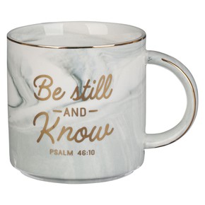 Kubek ceramiczny - Be Still White Marbled Ceramic