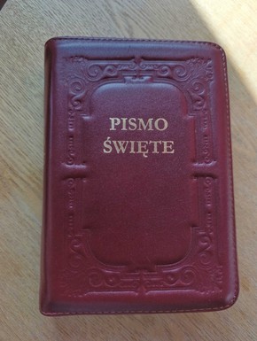 OUTLET - Biblia Warszawska mała bordo skóra indeks