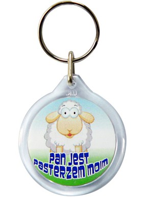 Brelok plastik  okrągły - Pan jest - Owca