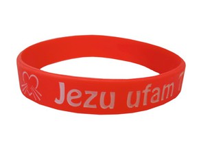 Opaska silikonowa - Jezu ufam Tobie - czerwona