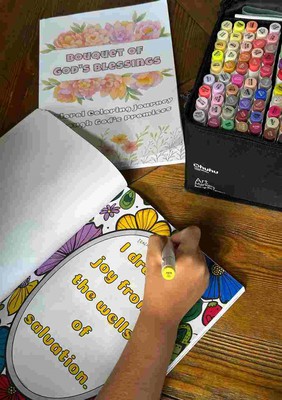 Kolorowanka - bukiet Bożych Błogosławieństw - Ang