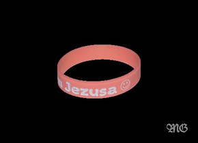 Opaska silikonowa mała - Kocham Jezusa - różowa