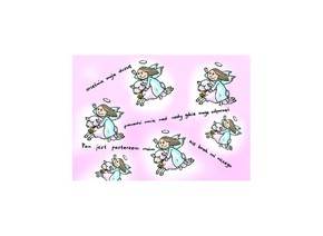 Naklejka prostokąt - Aniołki i owce 