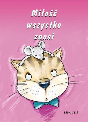 Kartka promise - Miłość wszystko znosi - kotek 