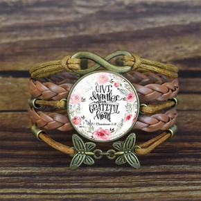 Bransoletka rzemyk - Give thanks