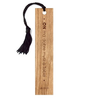 Zakładka drewniana - ON ma dobre myśli