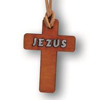 Naszyjnik drewniany krzyż - Jezus