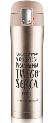 Kubek termiczny - Raduj się w Panu - złoty