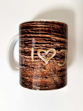 Kubek ceramiczny - I love Jesus - drewno 