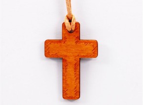 Naszyjnik drewniany krzyż - Gładki