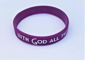 Opaska silikonowa - With God - fioletowa