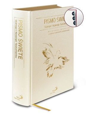 Pismo Święte ST i NT twarda biała złocona paginato