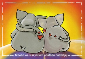 Naklejka prostokąt - Miłość - słoniki