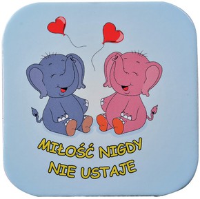 Podstawka korkowa - Miłość nigdy - słonie