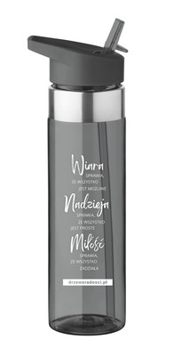 Bidon z tritanu ze słomką 650ml - czarny - Wiara