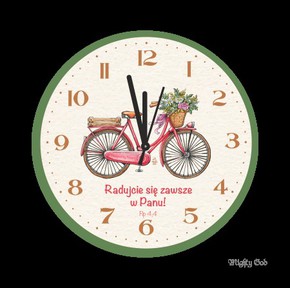 Zegar - Radujcie się zawsze w Panu - rower