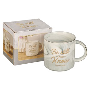 Kubek ceramiczny - Be Still White Marbled Ceramic
