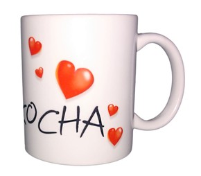 Kubek ceramiczny - Bóg cię kocha - serduszka 