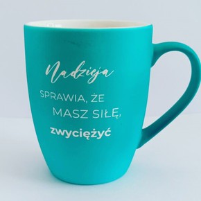 Kubek ceramiczny matowy - Nadzieja - Turkus