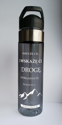 Bidon z tritanu ze słomką 650ml - czarny - Pouczę