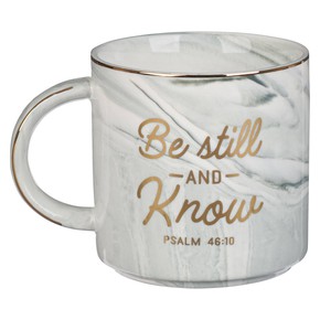 Kubek ceramiczny - Be Still White Marbled Ceramic