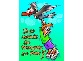 Naklejka prostokąt - Ja go wybawię - ptaszek