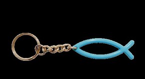 Brelok metalowy - rybka - niebieski