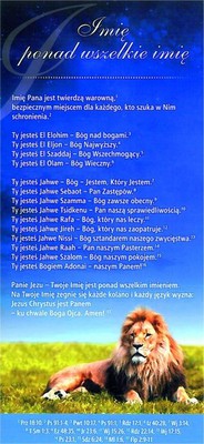 Karta proklamacja - Imię ponad wszelkie imię