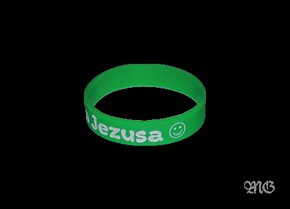 Opaska silikonowa mała - Kocham Jezusa - zielona