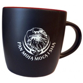 Kubek matowy - Pan moją mocą - orzeł - czerwony