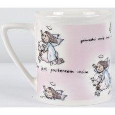 Kubek ceramiczny - Aniołki i owieczki - różowy 