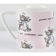 Kubek ceramiczny - Aniołki i owieczki - różowy 