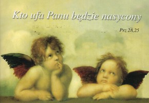 Naklejka prostokąt - Kto ufa Panu - aniołki