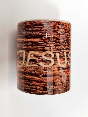 Kubek ceramiczny - I love Jesus - drewno 