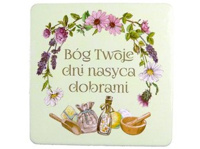 Podstawka korkowa - Bóg Twoje dni nasyca - kwiaty