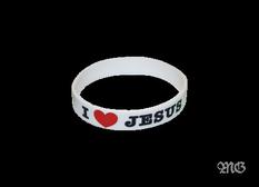 Opaska silikonowa - I Love Jesus - biała