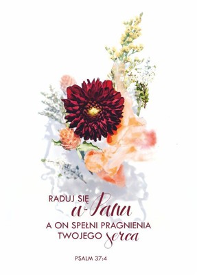 Karnet - Raduj się w Panu -  kwiat bordo
