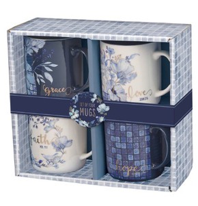 Zestaw kubków - Blue Floral Tile